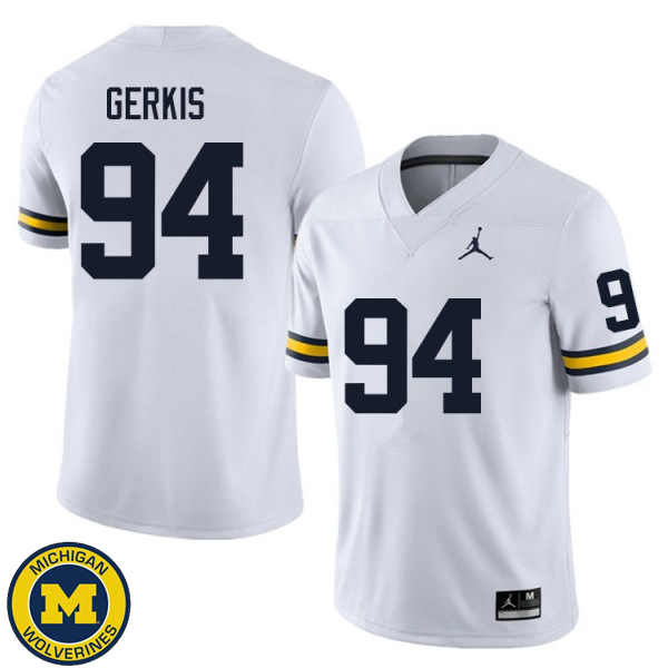 Men's Michigan Wolverines #94 Izaak Gerkis White Football Jersey